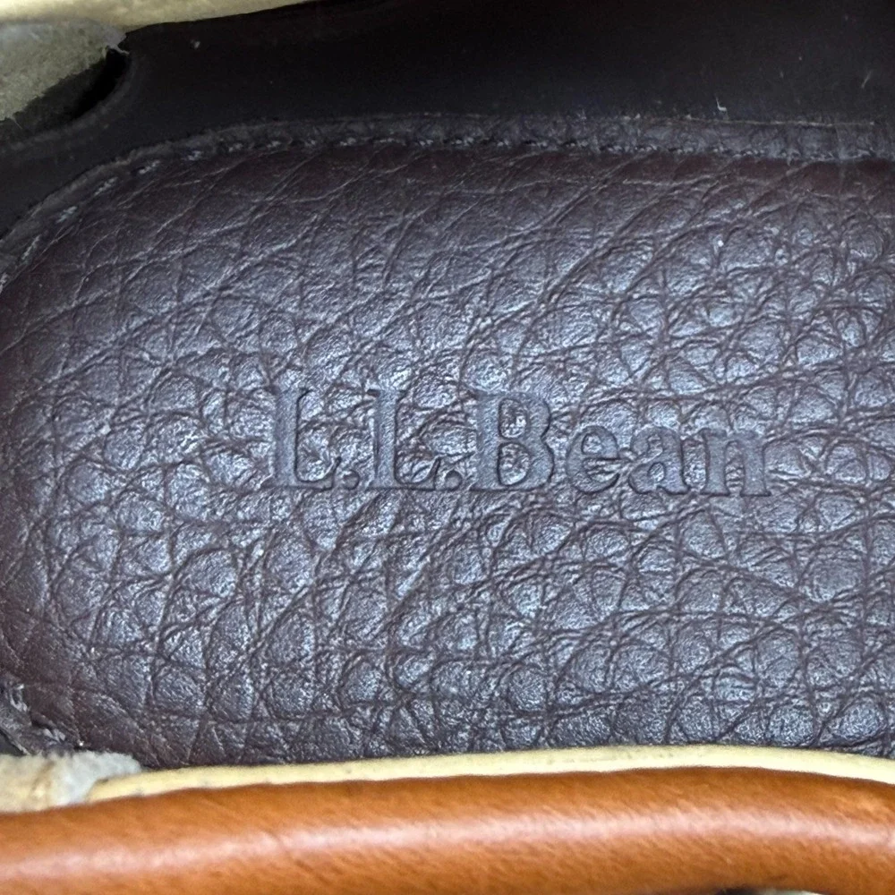LL BEAN Bison Moc Toe Loafers Mens 10 D Two Tone Brown Travel Casual Old Money